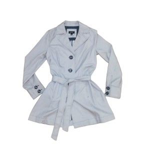 Sonoma Life+Style Pinstriped Trench Coat, Blue & White, Small